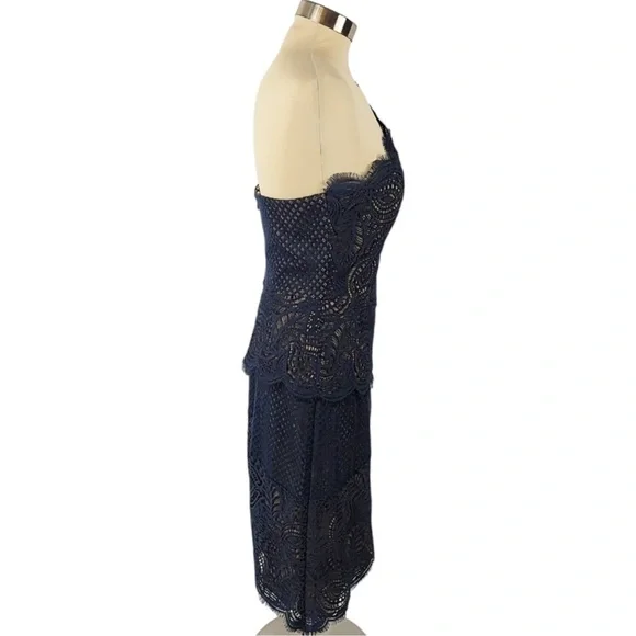 BCBGMAXAZRIA Alisha One Shoulder Navy Lace Dress Size 8 Pristine Condition - Picture 7 of 15